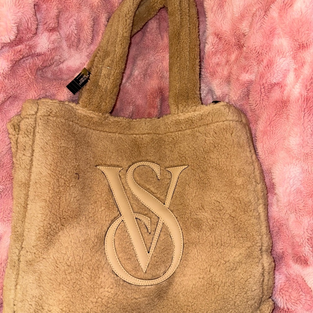 Tan Victoria Secret Sherpa Tote Bag